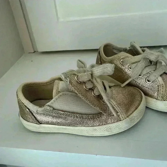 Keds Kickstart Core Jr No Tie Pink Rose Gold Sparkle Toddler Shoe Velcro 5M - Picture 6 of 6